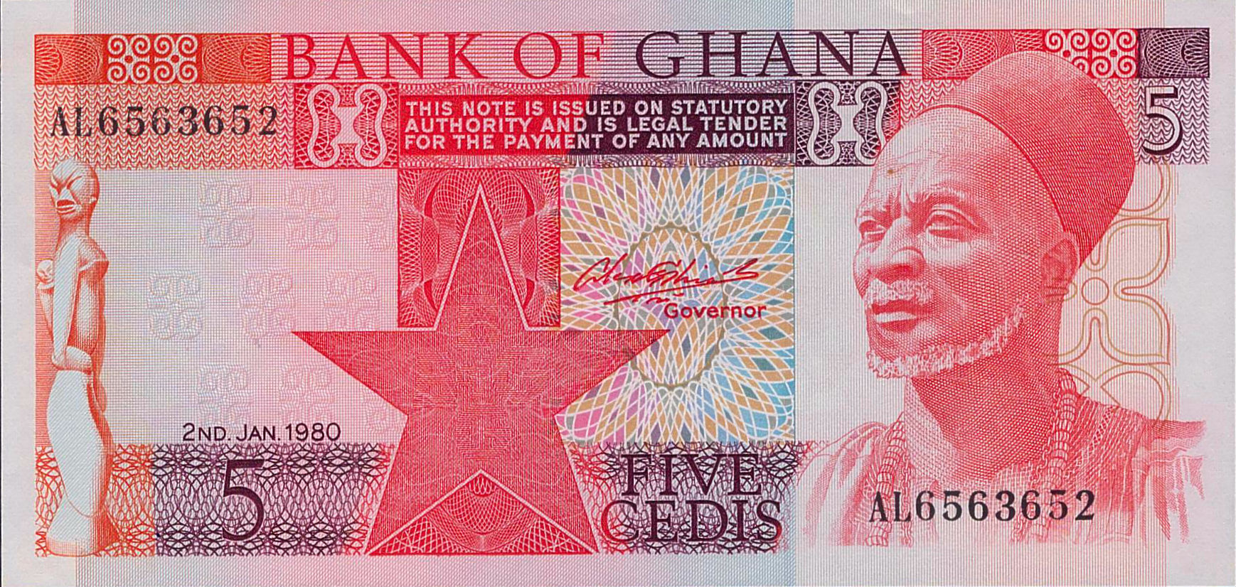 Ghana 5 1980 UNC P-19/b